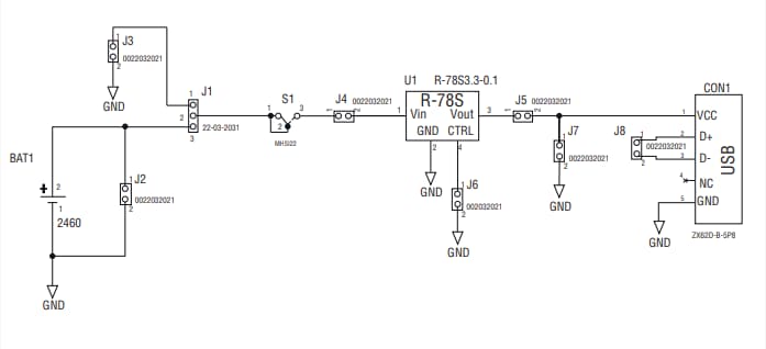 Schematic - RECOM Power R-78S3.3-0.1-EVM-1 Evaluation Module